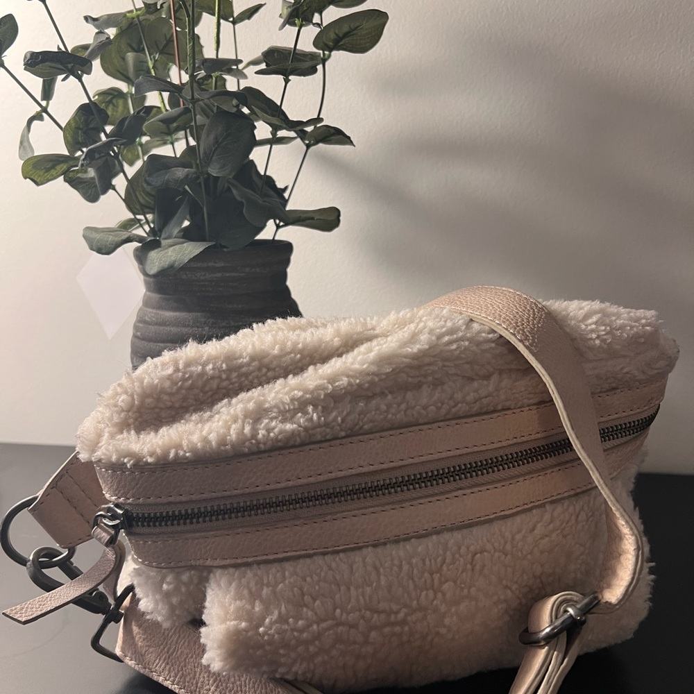 Free People Cream Crossbody Bag with Hand Warmer Muff Pouch